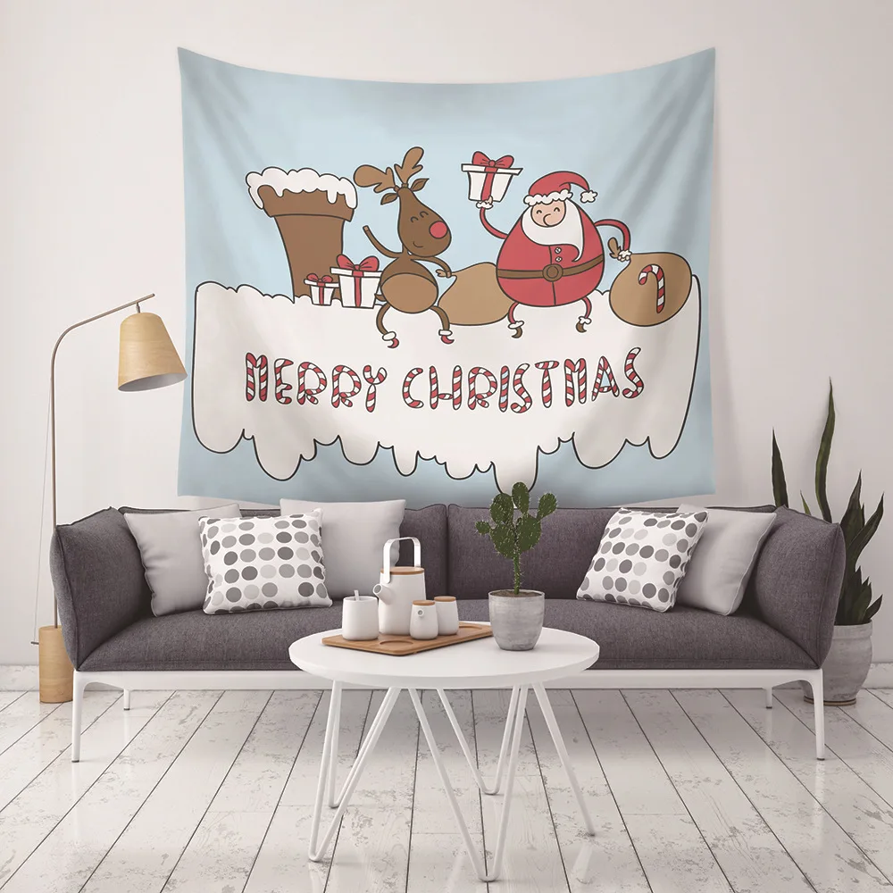 

Cartoon Santa Christmas Tapestry print deer Tree Decor Ride Wall Hanging Bedspread Blanket Wall Carpet Mandala Beach Yoga Mat