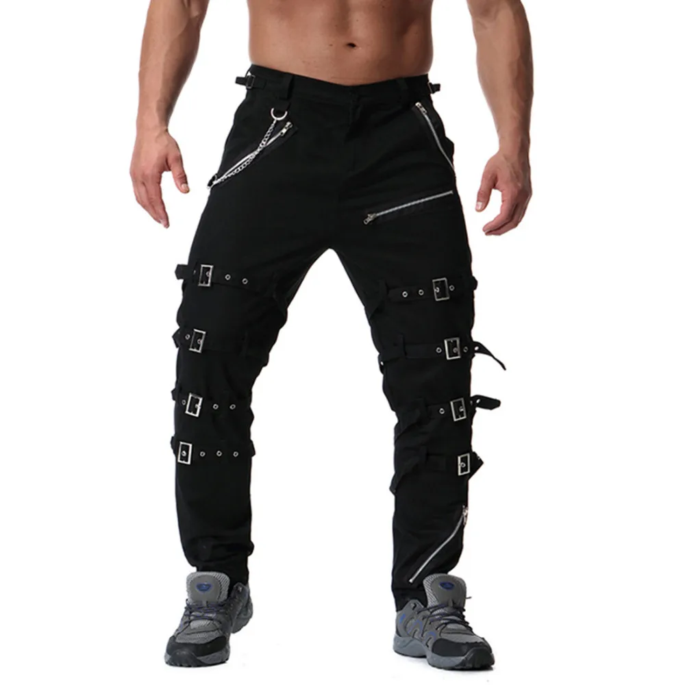 

Autumn winter men fashion bandage hip hop punk cargo pants nightclub stage costume men casual hiphop streetwear joggers big size