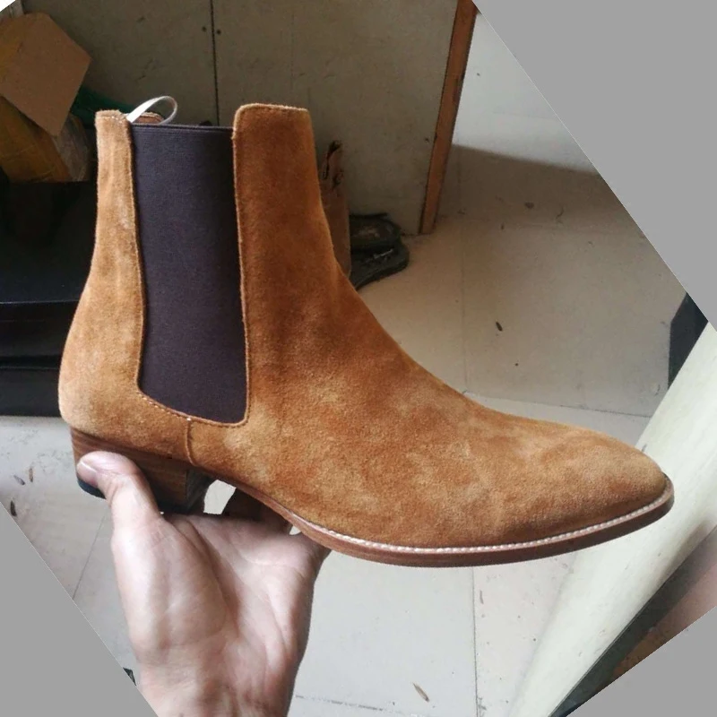 

New Arrival Famous brand Mens Chelsea Boots European and American Narrow Band Martin Booties Wedding and party Shoes