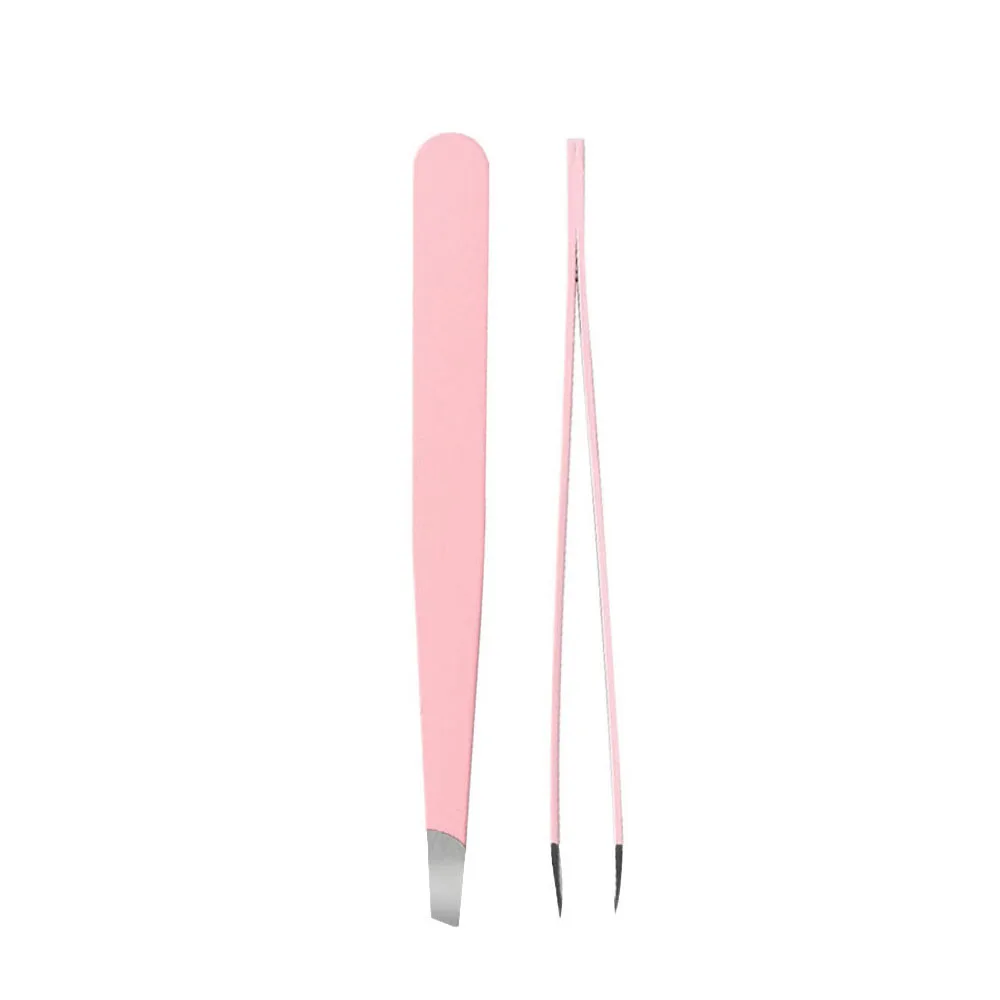 

1 PC Pink Color Professional Eyebrow Tweezers Hair Beauty Slanted Stainless Steel Tweezer Tool Gadget for Makeup
