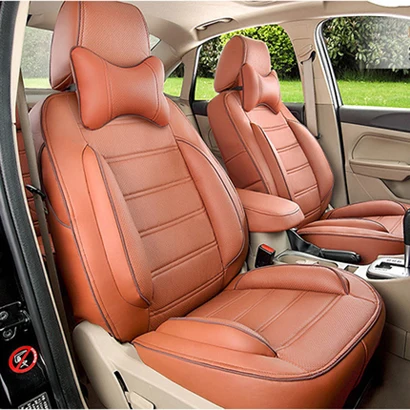 AutoDecorun ПУ кожаные чехлы для сидений автомобиля для Jeep Cherokee автомобильные чехлы и аксессуары Чехлы для автомобильных сидений протектор подушки Стайлинг - Название цвета: Brown 2