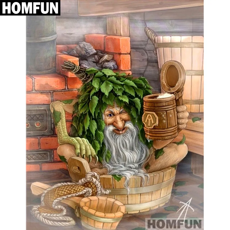 

HOMFUN Full Square/Round Drill 5D DIY Diamond Painting "House sauna" Embroidery Cross Stitch 5D Home Decor Gift A01737
