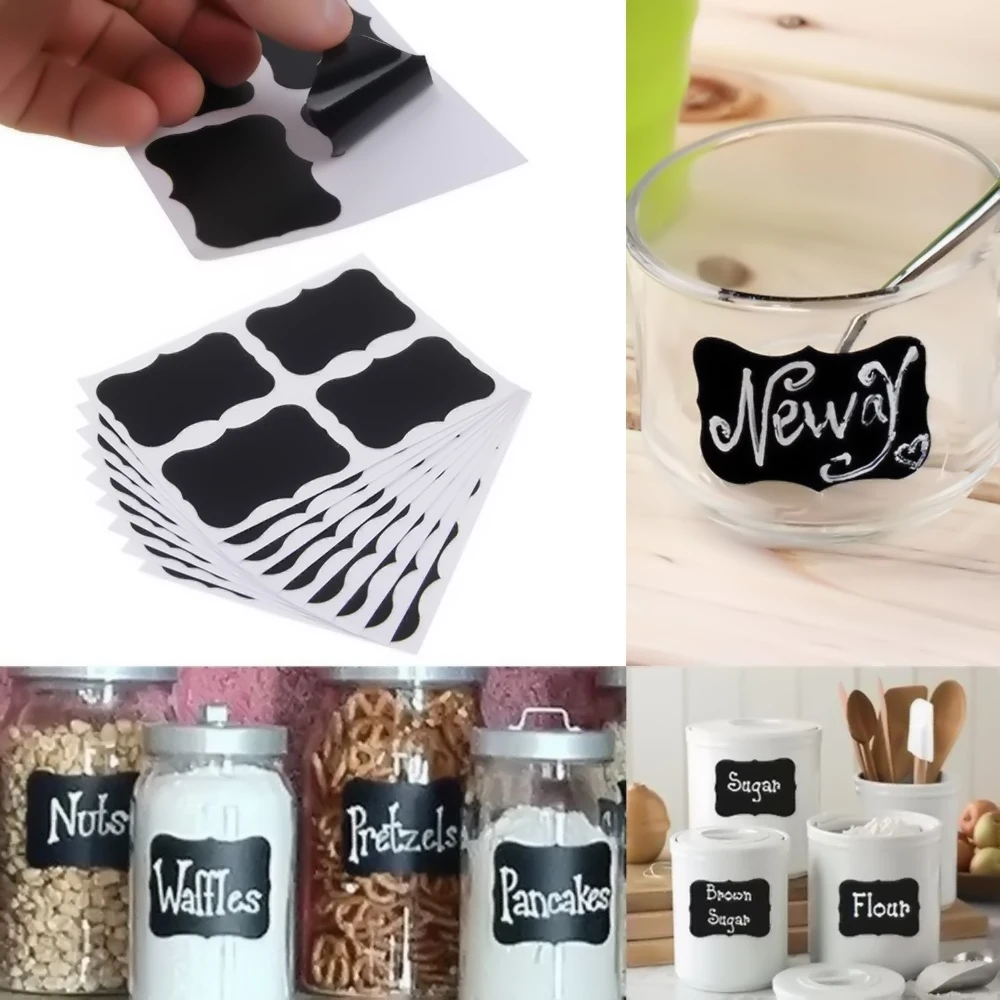 36 Pcs Kapur Pena Papan Tulis Sticker Label Vinyl Kitchen Jar