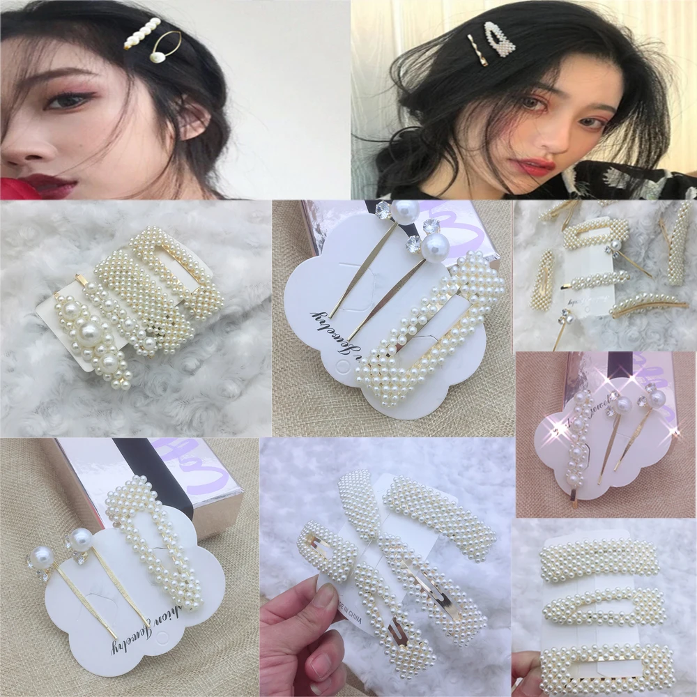 

Earofcorn Variety Simple Style Sweet Girl Pearl Hairpin Bangs Clip Wild Explosion Hair Accessories Boutique
