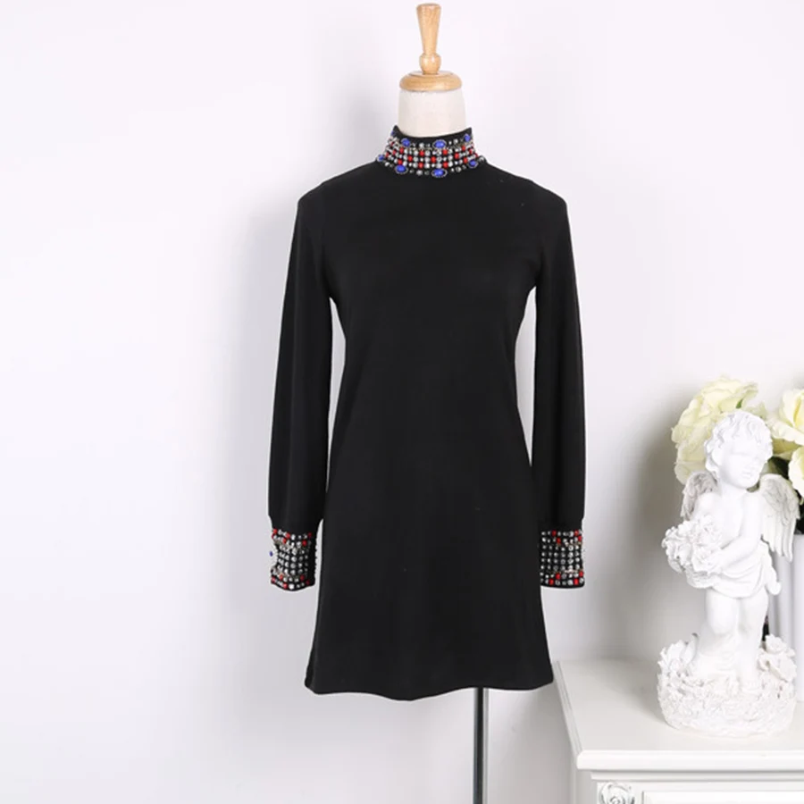 2015 Luxury Style Black Diamonds Pattern Long Sleeve Turtleneck Sweater Pullover Fashion Elegant Knitwear Slim Dresses For Women 2015 Luxury Style Black Diamonds Pattern Long Sleeve Turtleneck Sweater Pullover Fashion Elegant Knitwear Slim Dresses For Women