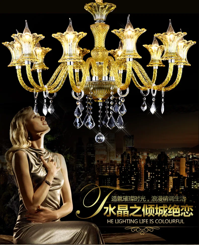  European-style candle crystal chandelier American style retro luxury living room bedroom dining roo - 32907999257