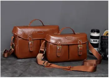 

Fashion Waterproof PU Leather Shoulder CrossBody Messenger Bag DSLR DV Camera Bag Brown