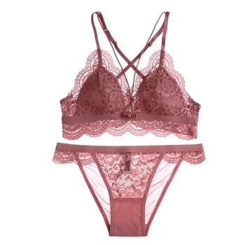 

New French Ultra-thin Sexy Lace Women Underwear Beauty Back Pack Wire-Free Triangle Cup Bra Set Comfortable Cotton Lingerie Sets