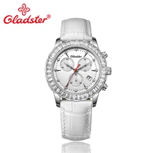 Gladster Luxury Brand Japan MIYOTA FS00 Chronograph Elegant Women Watch Leather Lady Dress Wristwatch Quartz Female Gift Clocks