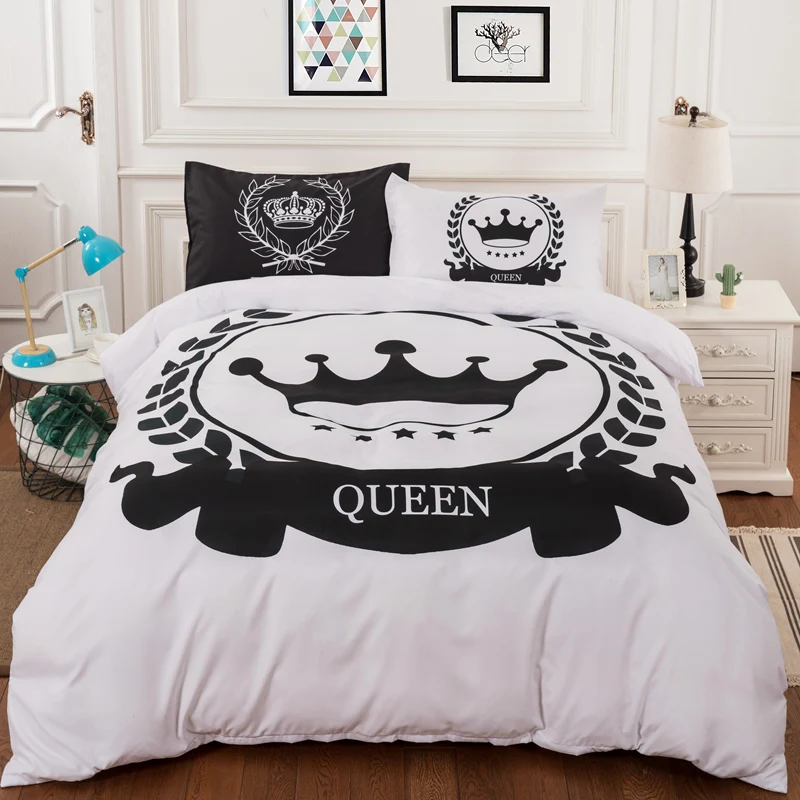 

Crown / Queen printed bedding set for comforter Duvet Cover set with pillowcases queen King sizes polyester bed linens set new