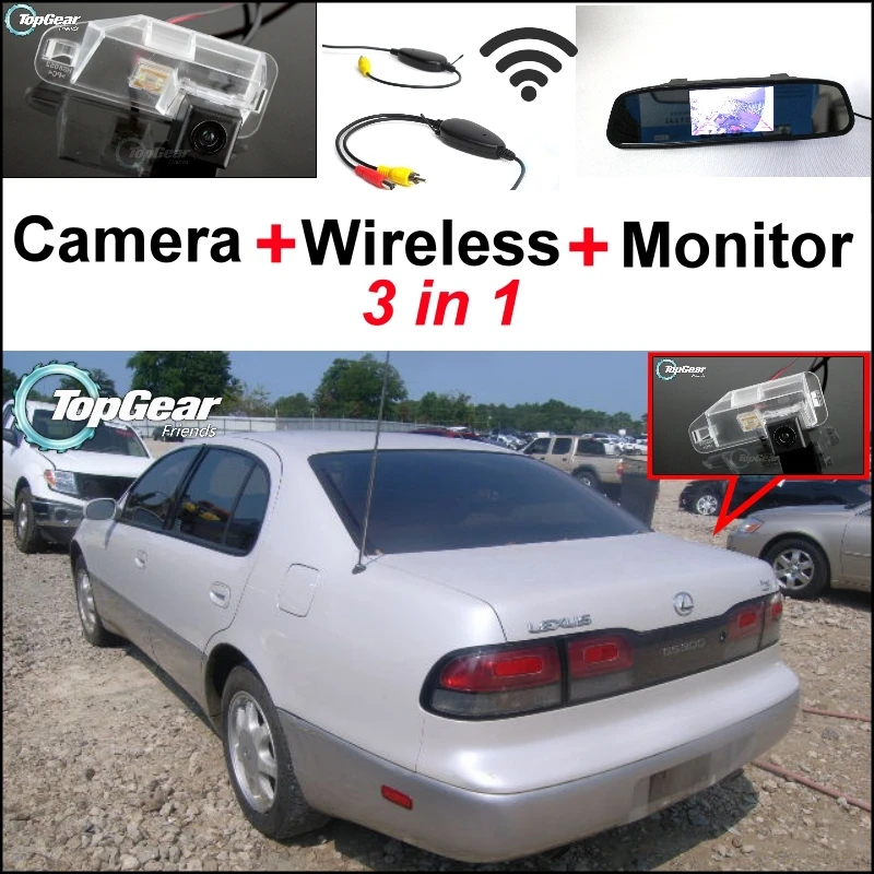 

3 in1 Special Rear View Camera + Wireless Receiver + Mirror Monitor Easy Backup Parking System For Lexus GS300 1991~1998