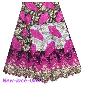 

Latest 2019 African Lace Fabric With And Stones Nigerian Wedding Embroidered French Tulle Lace Material For Bridal G004