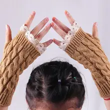 120 пар/лот женские зимние теплые Твист трикотажные Половина Finger кружева перчатки/трикотажные Перчатки