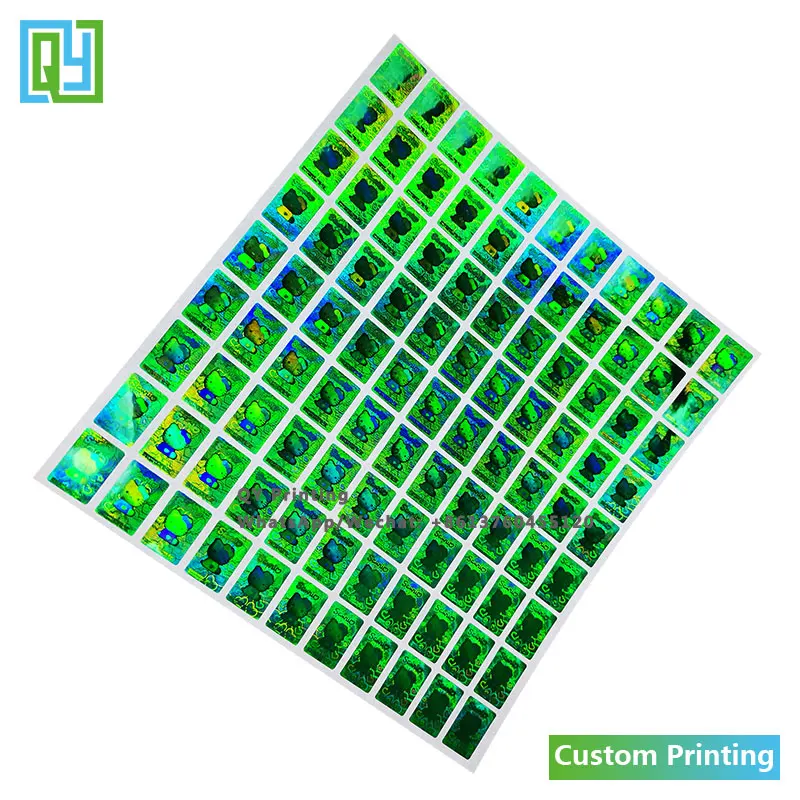10000pcs 11x16mm 사용자 정의 인쇄 고품질 녹색 Hologam 스티커 브랜드 마크 Cosmetices 로고 레이블 색상 3D 홀로그램 물개