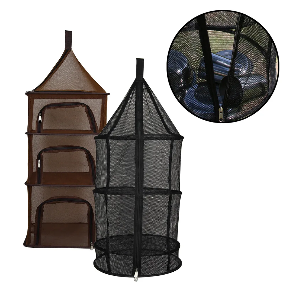 

Outdoor Hanging Drying Shelf Rack 4 Layer Storage Basket Tableware Cutlery Dry Net Camping Hiking Insect Prevention Outdoor Tool