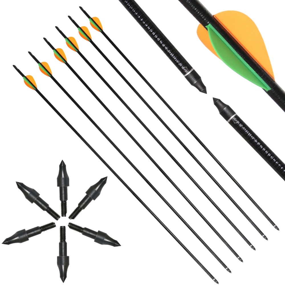 

TOPARCHERY 32inch Practice Hunting and Target Arrows for Compound Recurve or Traditional Bow with Removable Tips