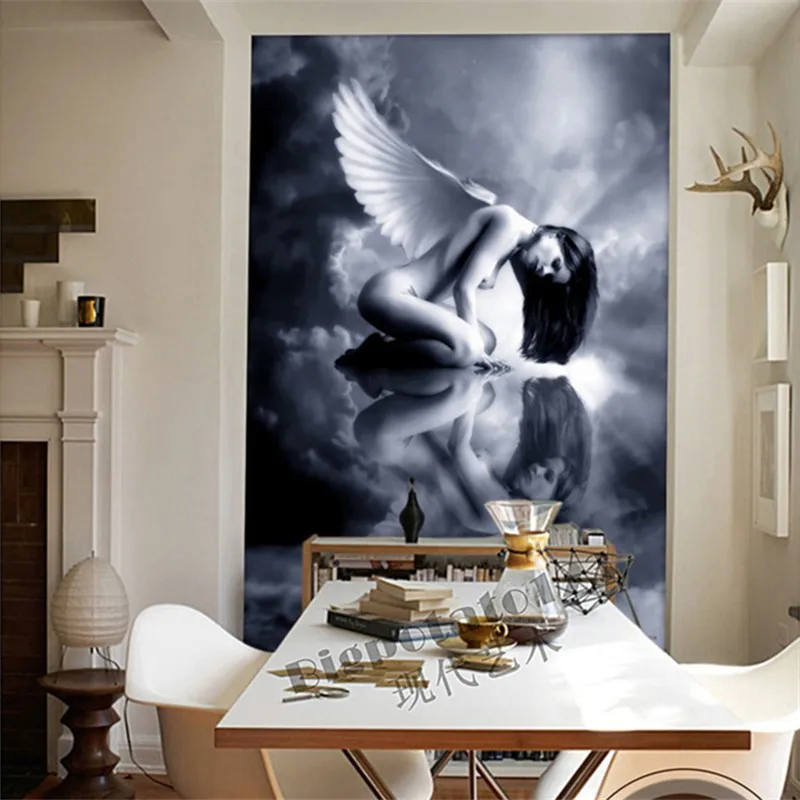 Free-shipping-Fallen-Angels-bedroom-nude-body-painting-freehand3D-stereoscopic-hotel-entrance-large-mural-wallpaper-Custom (3)