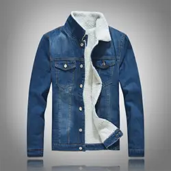 Брендовая джинсовая куртка мужская зимняя теплая куртка-бомбер мужская джинсовая куртка большого размера 5XL Толстая теплая ковбойская