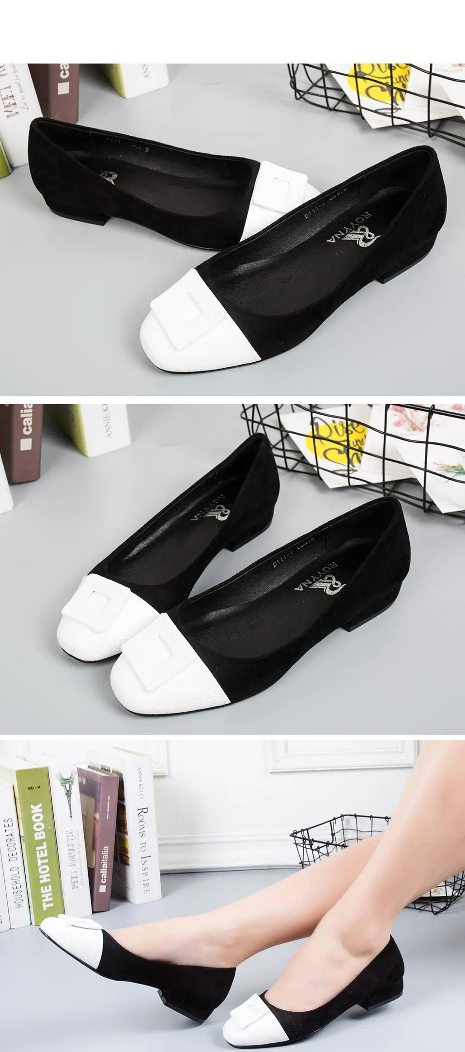 ROYYNA/Новое поступление; классические женские туфли-лодочки; женские модельные туфли с квадратным носком; Женская удобная обувь для отдыха из флока;