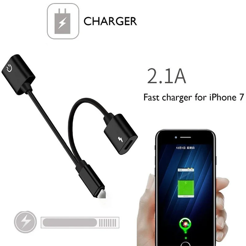 2 In 1 Headphone Adapter for Iphone X 7 8 Plus Dual USB Headphone Charging & Music Adapter Cable Splitter Cable for Iphone8 2 In 1 Headphone Adapter for Iphone X 7 8 Plus Dual USB Headphone Charging & Music Adapter Cable Splitter Cable for Iphone8