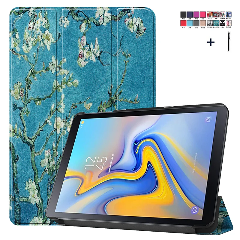 

Printed Stand Flip Leather Cover Case For Samsung Galaxy Tab Advanced 2 10.1" SM-T583 Super Slim Capa Fundas+Stylus