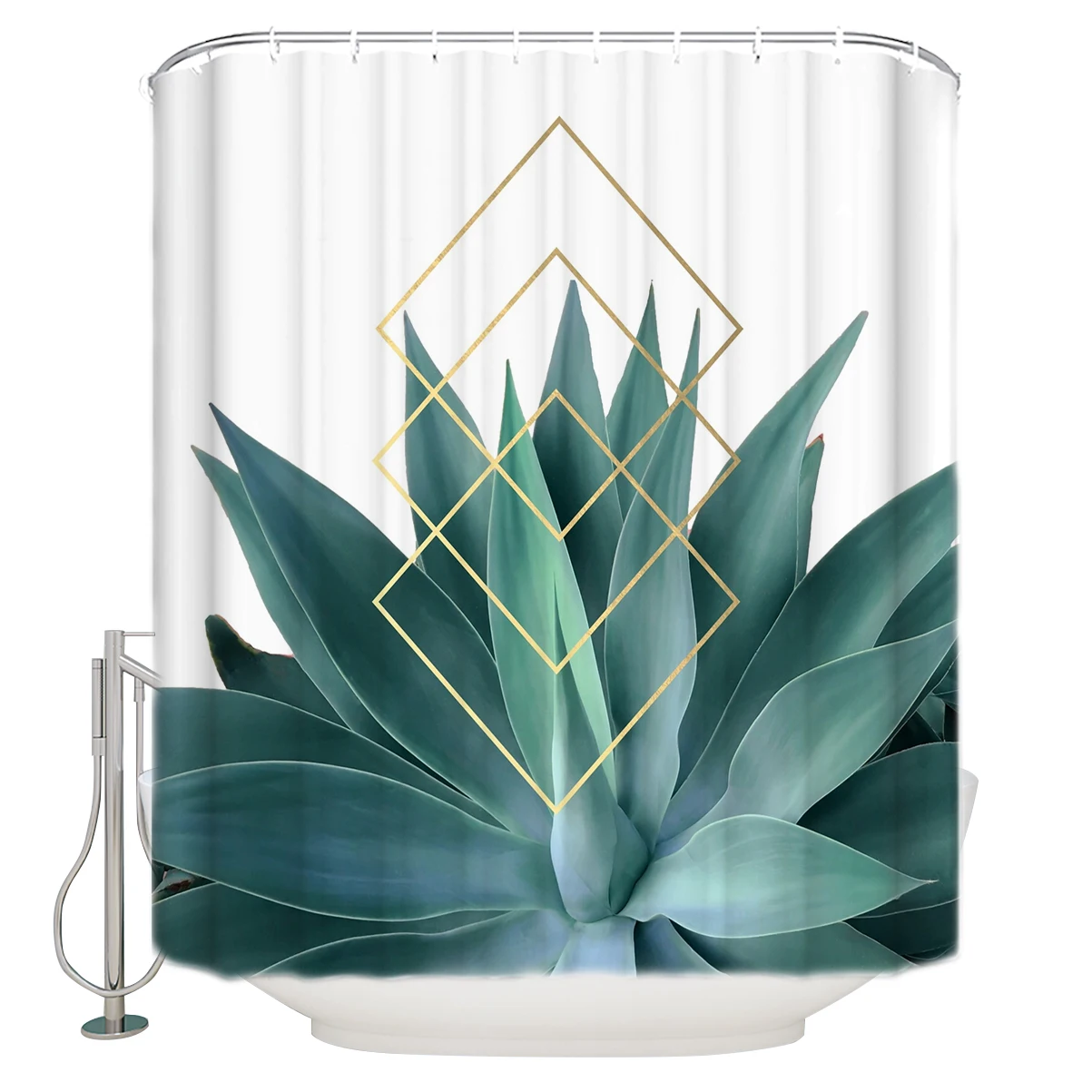 Agave геометрические Экстра длинная ткань для ванной занавески душа Ванная комната