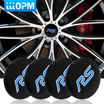 

4pcs/lot 56mm aluminum Alloy Car Tire Tyre Wheel Center Hub Caps Sticker Car RS Emblem Badge for RS car styling Accessories