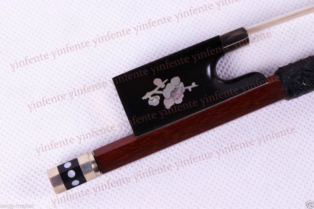 

Ten Round STICK Violin Bow Ebony Flower Inlaid 4/4 10 pcs