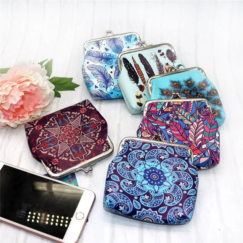  Women's Print Coin Purse Money Bag Change Card Holders Small women's wallet clutch portfel cuzdan billetera carteira 40MA2007