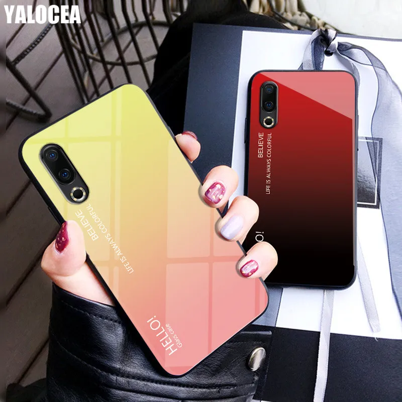 

For Meizu 16s Case Luxury Gradient Tempered Glass Soft Silicone Bumper Back Cover For Meizu 16x 16s 16xs x8 16th Plus Phone Case