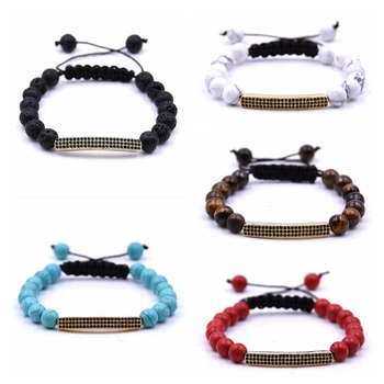 

5pcs Friendship Bracelet Adjustable CZ Rhinestone Gold Copper Bangle for Women Men Reiki Healing Chakra Brangles