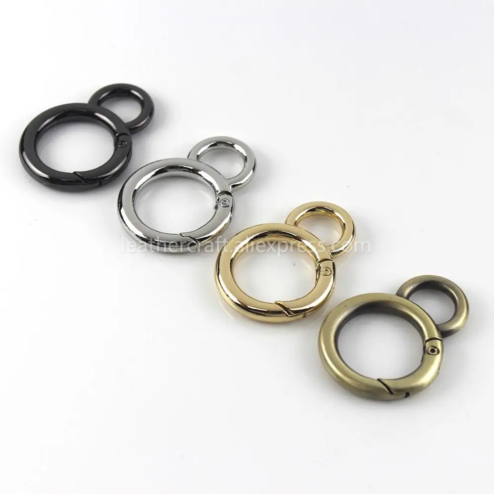 Connector Clasp CAE-R011 2pcs Spring Ring Clasp Gate Ring Heavy Duty Gate Ring Round Purse Hardware