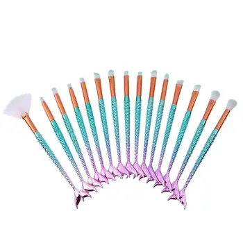 

15pcs Mermaid Makeup Brushes Green Gradient Beauty Cosmetic Brushes Tools