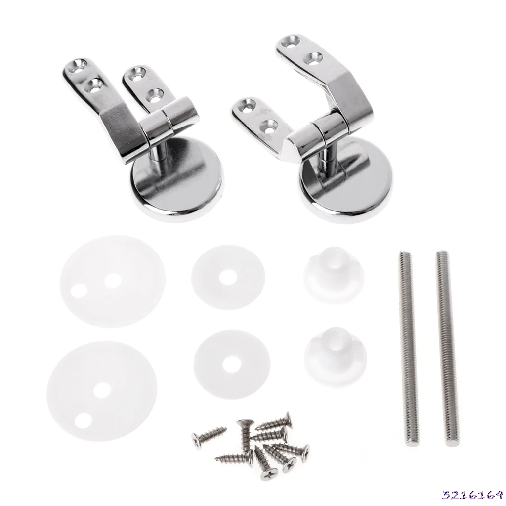 Alloy Toilet Seat Hinges Mountings Set Chrome with Screws For Toilet