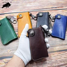 ZYD-COOL, Новое поступление, для женщин и мужчин, из воловьей кожи, на застежке, на цепочке, кошелек, сумка, для ключей от автомобиля, кошельки, модные, многофункциональные, ключница, держатель