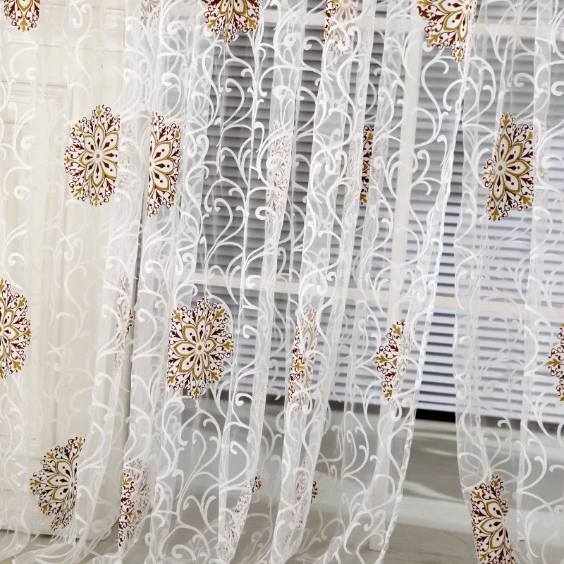 

Room Floral Tulle Window Curtain Drape Panel Decal Scarf Valances Door Decor For Living Room Curtains TQ
