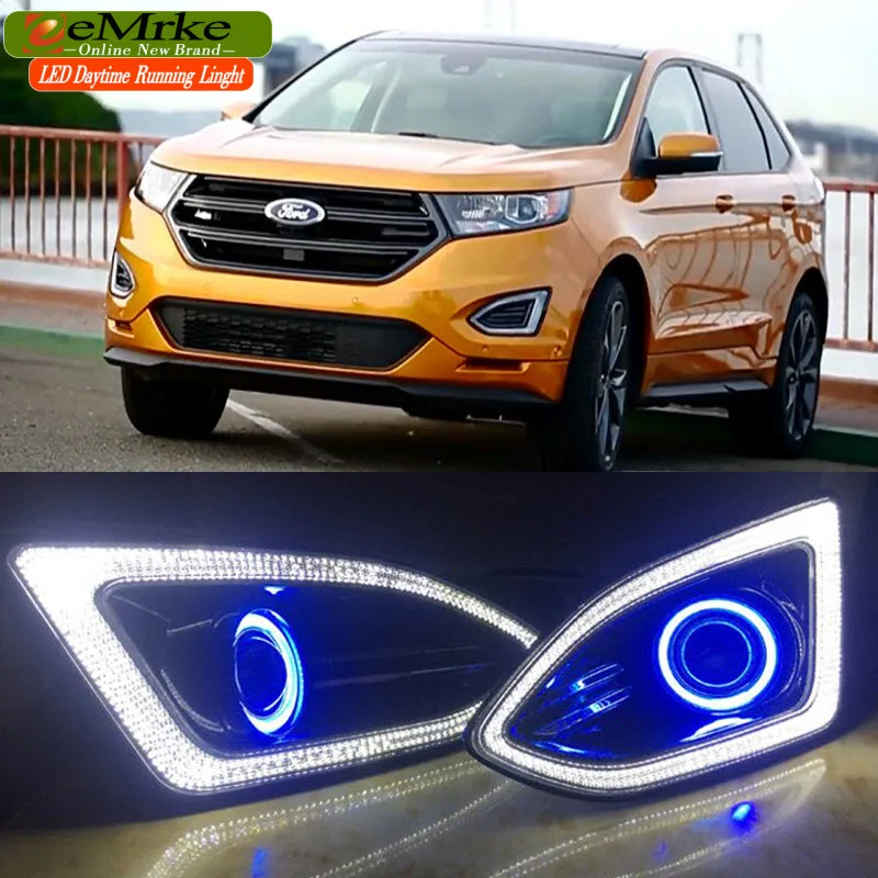

Car-Styling LED Daytime Running Lights For Ford Edge 2013 14 2015 2016 Angel Eyes DRL Fog Lights Lamp Halogen Bulbs Kits