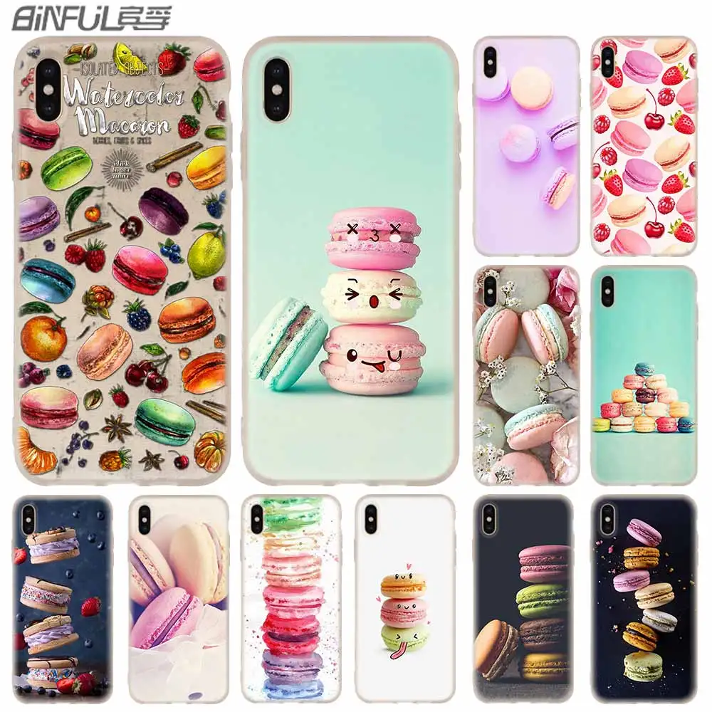 

Macarons Cake Cover Case Silicone soft for iPhone X 11 Pro XS Max XR 6 7 8 Plus 5 4 S 5.8 6.1 6.5 Phone Cases