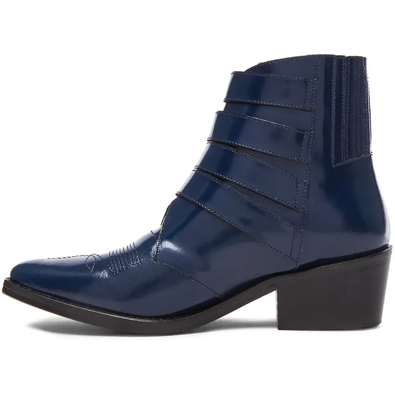 Vintage As Frauen Marke Echtem Leder Frau Pic Boot Schnalle Motorrad Winter Ferse Bottine Schuhe Schwarz Blau Punk as Med Pic Rock Straße Snap nwq4zxH8OI