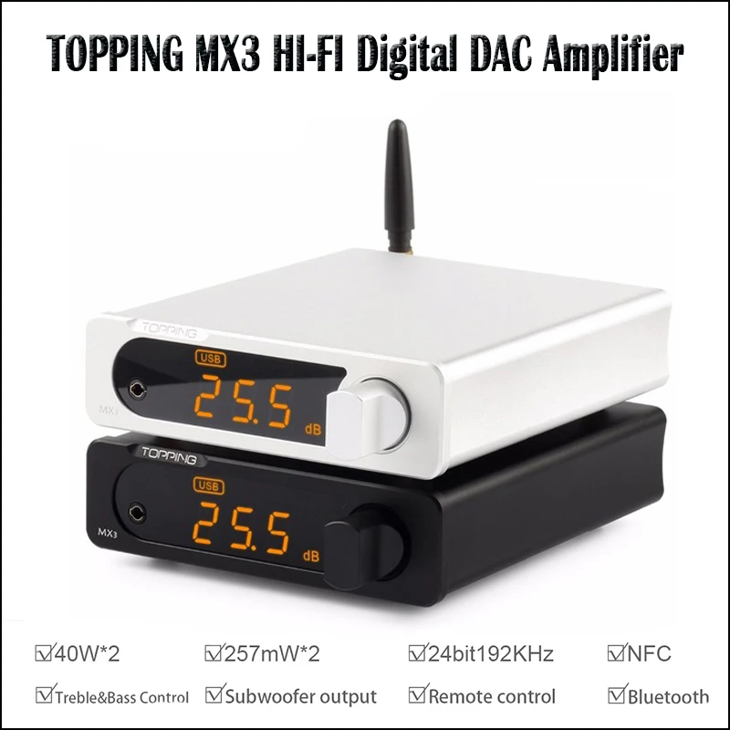 

TOPPING MX3 Bluetooth Digital Fever Hifi Amplifier USB Coaxial Fiber Decoder Built-in DAC Amp Auto Switch LMH6643+TDA7498E+PCM51