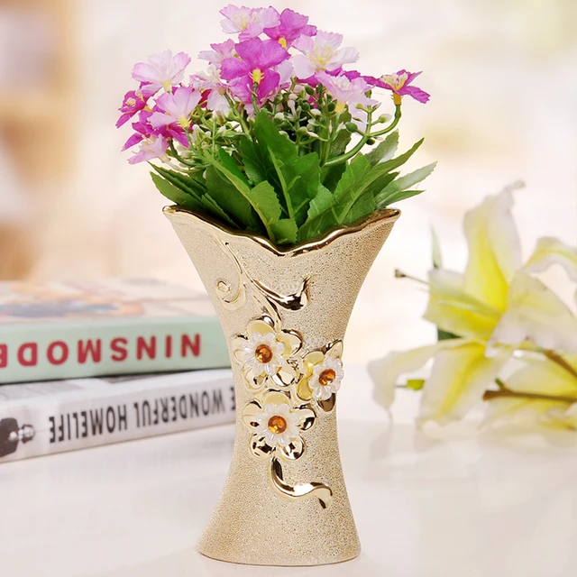 Luxury Morden Gold-plated Ceramic Vase Home Decor Creative Design Porcelain Decorative Flower Vase For Wedding Gift 5