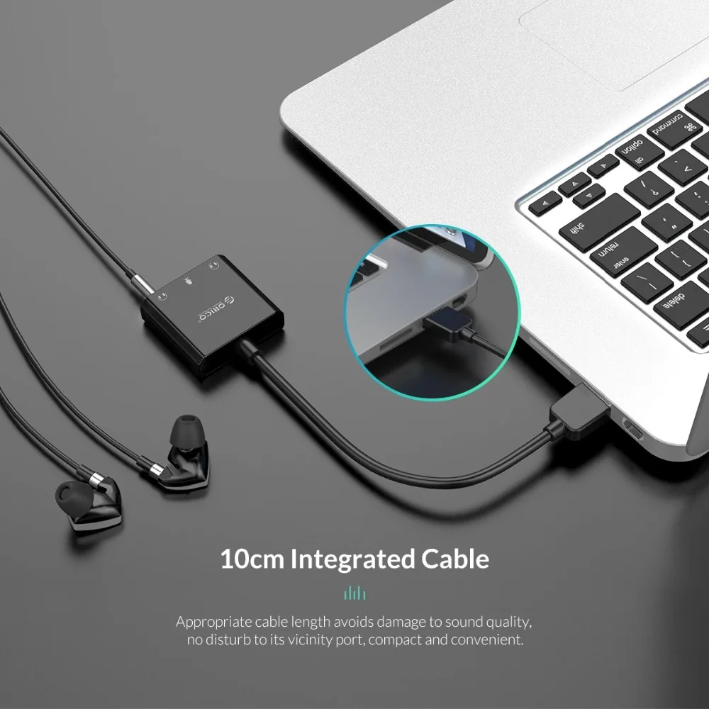 ORICO Sound Card External 3.5mm USB Adapter USB to Earphone Headphone Audio Interface for PS4 Pro Computer Microphone Sound Card