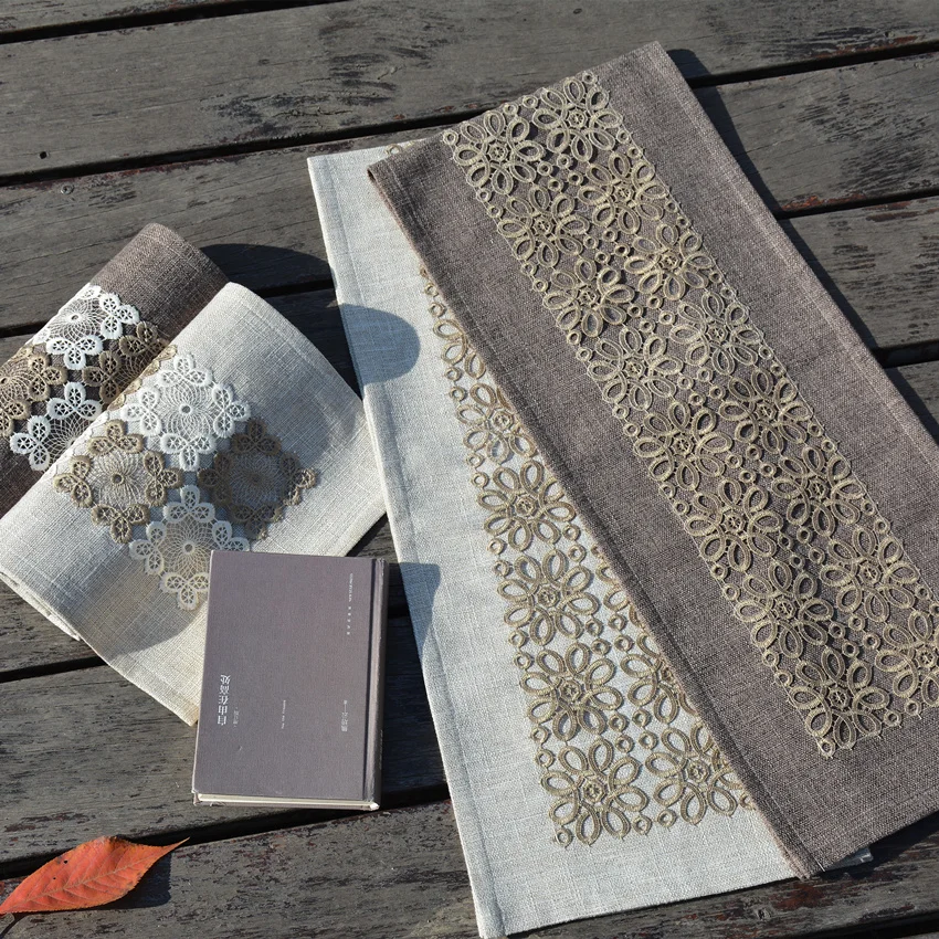 

classical brown/linen color table runner tea tablecloth bed runner bed towel cotton linen embroidery TV cabinet coffee table mat