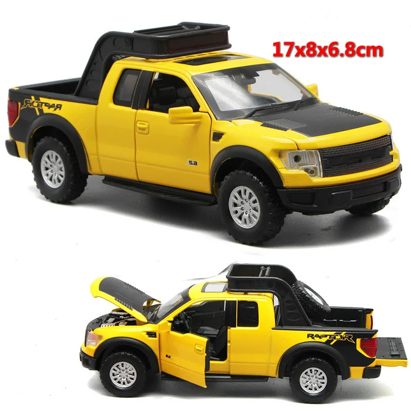 

For Ford F150 Raptor Offroad Car Model Diecast Truck Pickup Light Music 4 Open Doors Toy Car SuperWheel 2018 Auto Mobile Toy Car