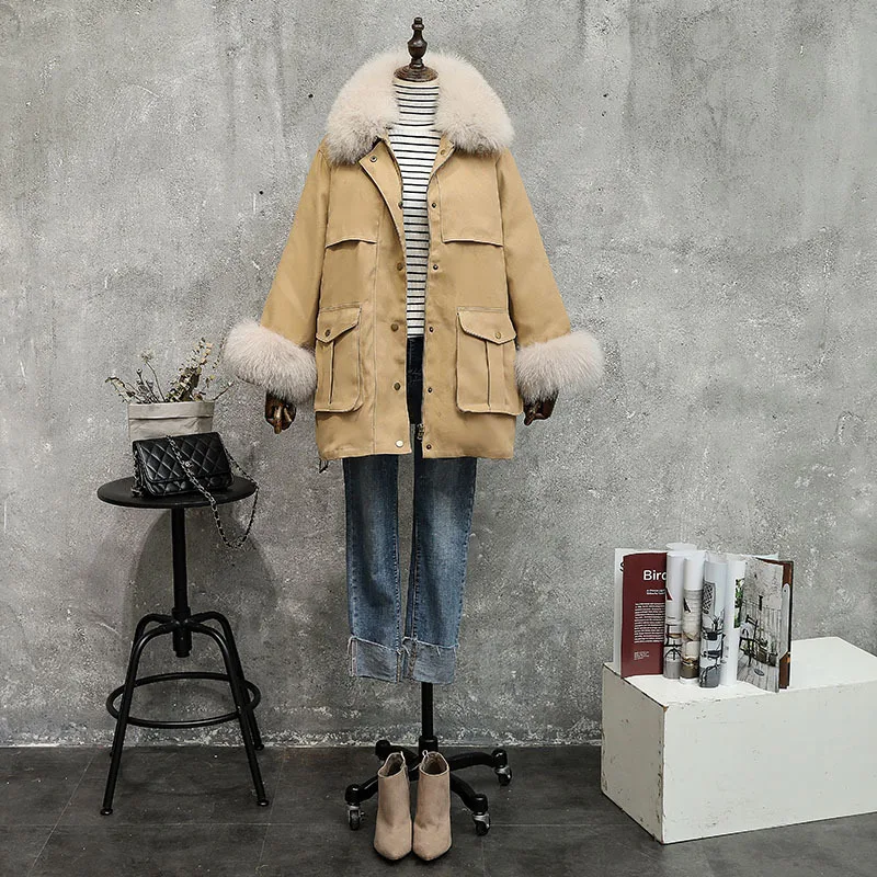 WSYORE Parka Women 2019 New Autumn and Winter Real Fox Fur Collar Down Jacket Thick Warm Duck Down Jacket Female Coat NS1169