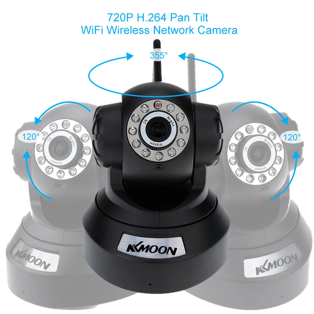 KKMOON HD 720 P Беспроводной Wi-Fi Ip камера H.264 P2P P/T ИК Cut Ночного Видения Камеры Безопасности Сети Ip-камера Поддержка 32 ГБ TF автомобиль Ip-камера