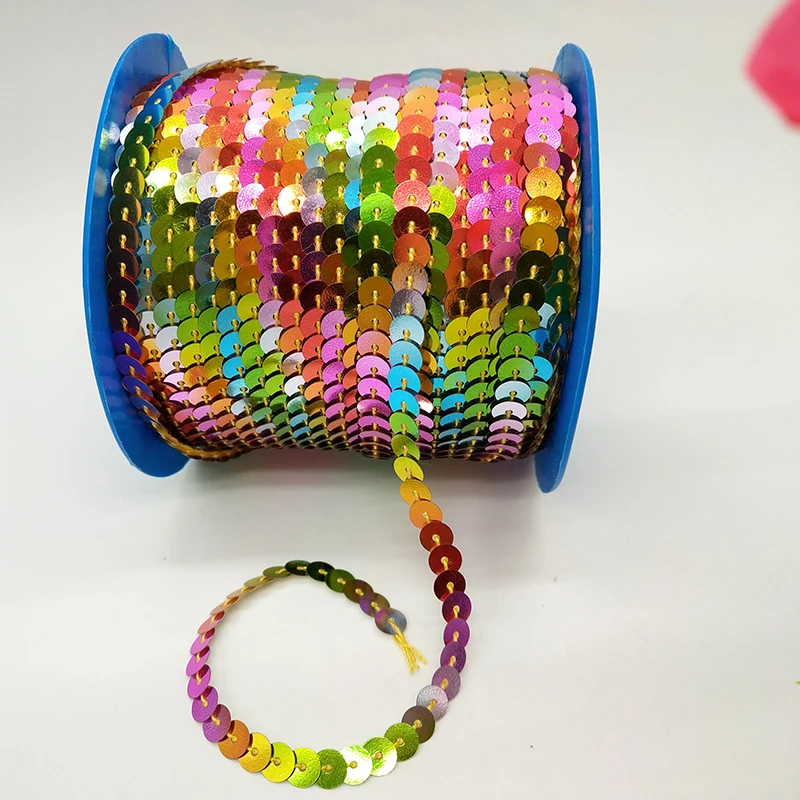 

LNHOME 100 Yards/Roll 6mm Flat Sequins Roll Assorted Colors Sequins Roll Trim Confetti Bags/Shoes/Clothing Sewing Sequins
