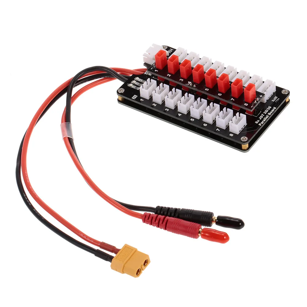 

8X JST Plug 2S/3S Lipo Battery Parallel Charging Board for RC Balance Charger RC Multicopter Drone Car Battery Parts