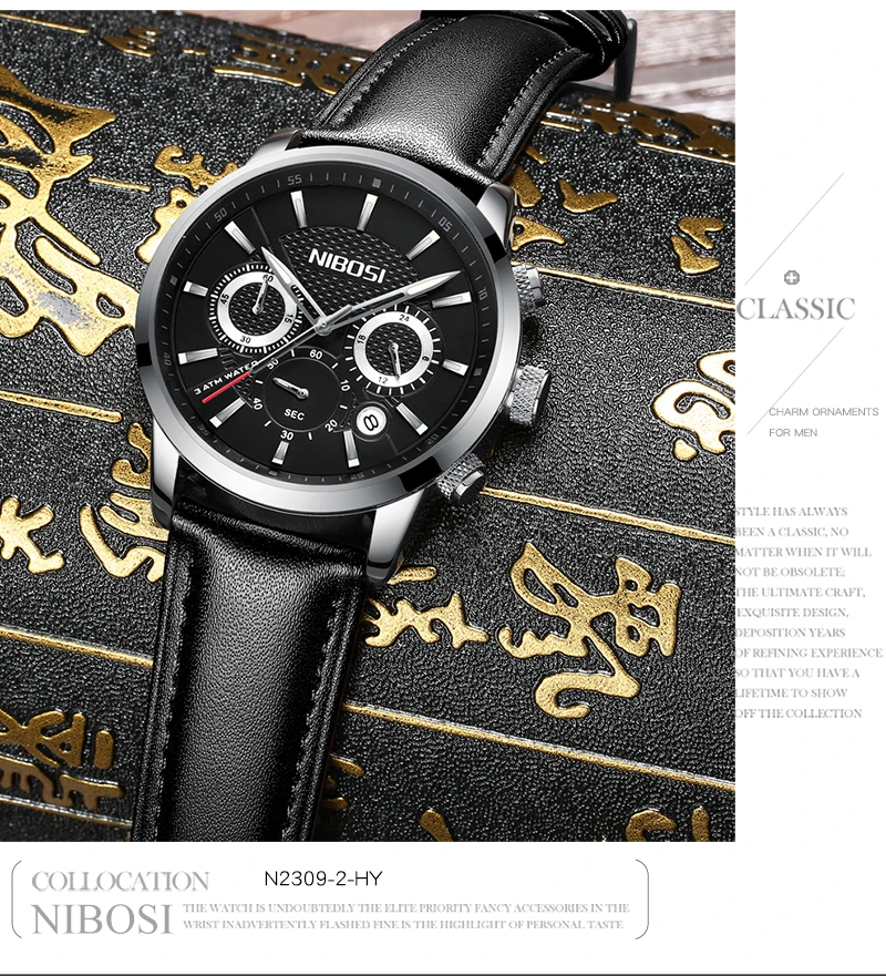 Relogio Masculino Esportivo NIBOSI Sport Watches For Men Top Brand Luxury Waterproof Men Watch Leather Strap Black Clock Male    (13)
