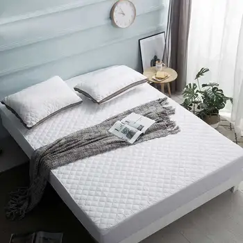 

Bed Cover Brushed Fabric Quilted Mattress Protector Waterproof Mattress Topper For Bed Anti-mite Mattress Cover Copri Rete Letto
